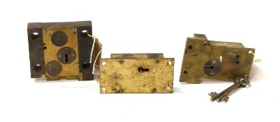 Three Chatwood Brass Locks, to include: a safe lock number 58895, with two keys a double bitted safe