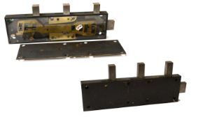 Two Hobb`s Eight Lever Safe Locks, no keys 44.5cm by 13cm