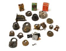 A Collection of 19th Century and Later Brass and Metal Padlocks, some with keys A Victorian