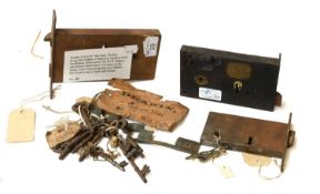 A Mortice Lock, no key, no end plate, with slidable inside, removed from Egerton Hall A Hobbs Four