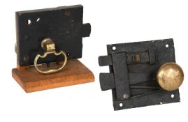 An Early 19th Century Steel, Wrought Iron and Brass Latch, complete with original brass drop handles