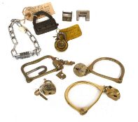 A Collection of Mostly 19th and 20th Century Padlocks, including five combination padlocks, a hold