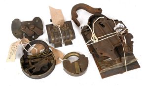 A Late 19th Century Solid Brass Lock, stamped ETAS 7cm An Unusual 19th Century Padlock, metal