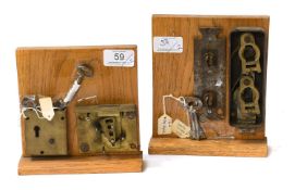 An A.J Walker Unpickable Triumph Patent Brass Safe Lock, numbered 3886, with two keys A Safe Deposit