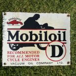 Mobiloil 'D' Motor Cycle Enamel Advertising Sign (Reproduction)
