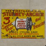 Sturmey-Archer 3-Speed Gear Enamel Advertising Sign
