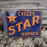 Cycles Star Agence Flanged Enamel Advertising Sign