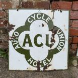 Auto-Cycle Union Hotel Enamel Advertising Sign