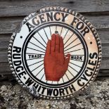 Rudge-Whitworth Cycles Agency Enamel Advertising Sign