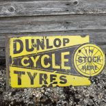 Dunlop Cycle Tyres Flanged Enamel Advertising Sign