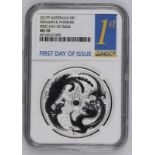 Australia Elizabeth II 2017 P Silver 1 Dollar Dragon and Phoenix First Day Issue NGC MS 70
