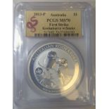 Australia Elizabeth II 2013 Silver 1 Dollar Snake Privy Mark PCGS MS70