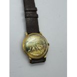 18ct GOLD ZENITH WATCH WITH UNUSUAL DIAL