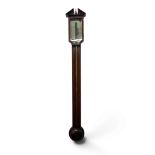A George III walnut and chequerbanded stick barometer by Francis Molton & Co., Norwich,