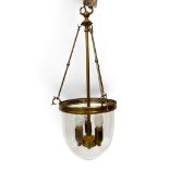 A Georgian style pendant bell jar three light hanging lantern