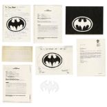 BATMAN RETURNS (1992) - Batman's (Michael Keaton) Bat Logo with Handwritten and Printed Logo Design