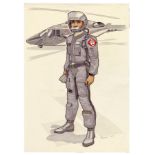 AIRWOLF (T.V. SERIES, 1984-1987) - Hand-Painted Andrew Probert Airwolf Flightsuit Concept Artwork