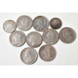 A group of Queen Victoria silver coins comprising shillings, sixpence and fourpence maundy coin.