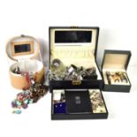 A group of jewellery to include silver rings, earrings, necklaces, a Gucci watch in the original