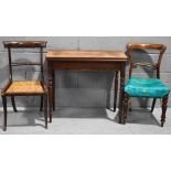 A 19th century mahogany tea table, 75 by 85.5 by 42cm, together with two Victorian mahogany dining