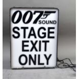 A vintage James Bond "007 Sound Stage Exit Only" metal lightbox, perspex front, 29.5cm high by 22.