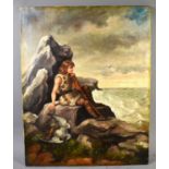 Charlotte Hochstein (German, late 19th / early 20th century): Hunter sitting on rocks with his bow