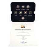 A set of eight 24ct gold 1/10oz gold coins, comprising a 2013 South Africa 1/10 Krugerrand,