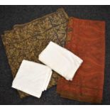 A section of 19th century Paisley shawl material, highly detailed in palettes of crimson, red,