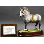 A Royal Worcester porcelain model of a Percheron Stallion, modelled by Doris Lindner, limited