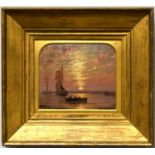 Isaac Walter Jenner (1836-1902): boats at sunset, maritime landscape, oil on board, signed W. Jenner