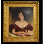 A 19th century portrait of a lady; likely Lady Caroline Hill, oil on canvas, plaque to frame 'Circle