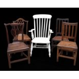 A selection of chairs from the 17th century onwards, to include two country Welsh chairs, a