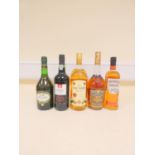 Mixed alcohol to include Martell cognac 40% ABV 100cl, Southern Comfort 35% ABV 70cl, Bacardi