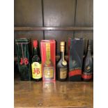 Mixed alcohol to include J&B blended Scotch whisky 40% ABV 700cl, Martell Medaillon cognac 40% ABV