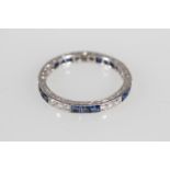 Antique platinum ladies eternity ring set with sapphires and diamonds, 0.45ct of diamonds and