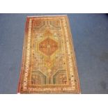 Antique hand knotted Turkish rug of geometric pattern. 180cm x 103cm