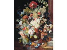 BLUMENSTILLLEBEN, ÖL AUF KUPFER