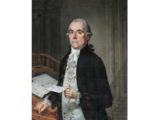 PORTRAIT EINES ELEGANTEN HERREN MIT DOKUMENTEN, 18. JAHRHUNDERT