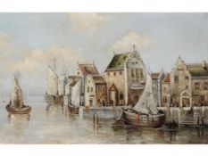 HAFENPARTIE EINER HOLLÄNDISCHEN STADT VLISSINGEN, ANFANG 20. JAHRHUNDERT