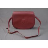CARTIER RED LEATHER SHOULDER BAG