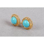 CHANEL GOLD PLATED TURQUOISE CLIP ON EARRINGS