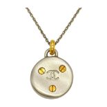 Second-hand - Chanel Coco Mark Round Medallion Pendant Necklace Metal Silver Accessories 98P
