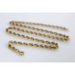 A 9ct yellow gold uniform rope twist chain, 'GHG' London 1986, with bolt ring clasp, 51cm long,