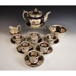 A Victorian porcelain part tea service in the manner of Coalport, 19th century, comprising: a