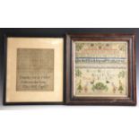 A George IV needlework sampler worked by Sarah Mellor, aged 7, of Ashton Under Lyme, dated 1829,