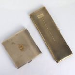 A George V silver cigarette case, Beddoes & Co, Birmingham 1936, of elongated form with engine