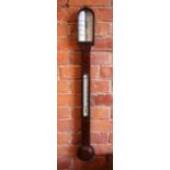 A Victorian mahogany stick barometer signed Besozzi of Leamington, mid 19th century, the ivory scale