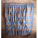 Two pairs of interlined wool curtains in a 'Balmoral' tartan fabric, the larger pair each