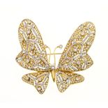 Gold butterfly brooch with diamond