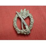 WW2 German Army Infantry Assault Badge, rare maker A zinc badge with silverd finish, most of which